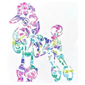 Lilly Pulitzer Poodle Decal Original Design in Pink, green, blue Floral 6”x5”